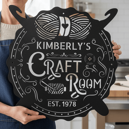 Crochet & Craft Room Custom Metal Sign – Sewing Room Decor - MISSIRON