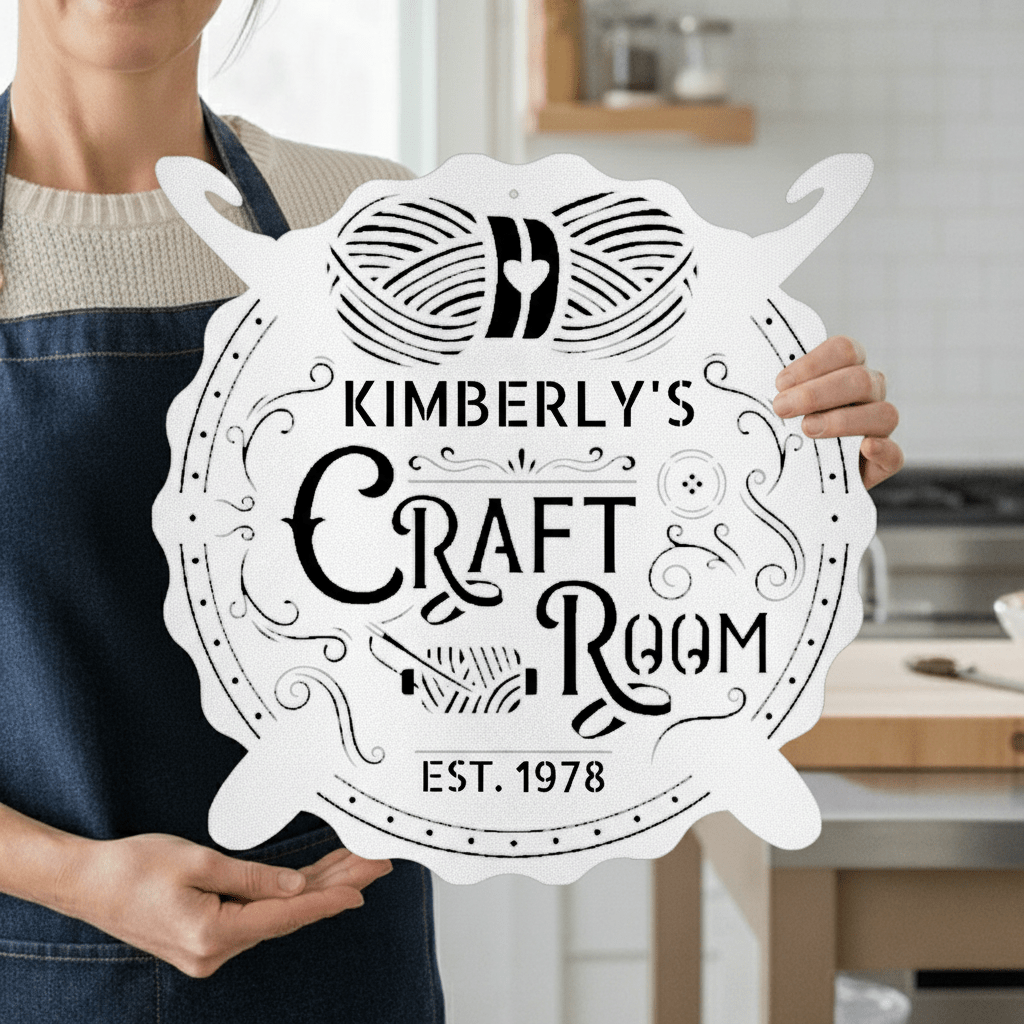 Crochet & Craft Room Custom Metal Sign – Sewing Room Decor - MISSIRON