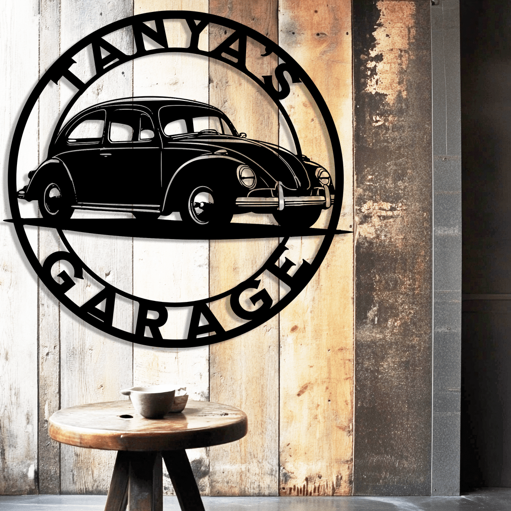 Custom Classic VW Bug Metal Garage Sign - MISSIRON