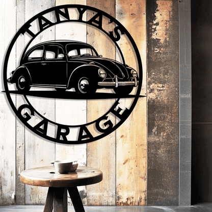 Custom Classic VW Bug Metal Garage Sign - MISSIRON