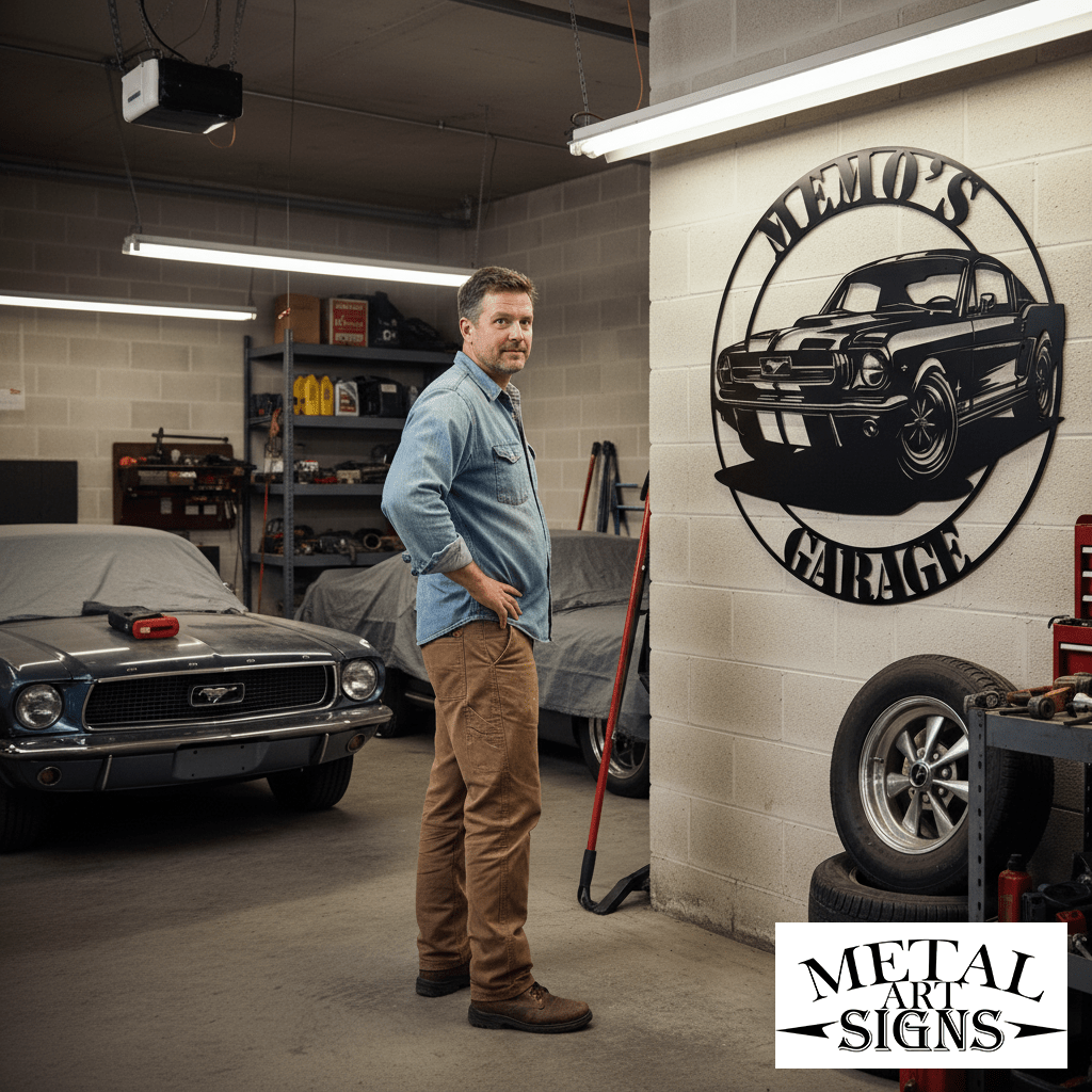 Custom Ford Mustang Fastback Garage Sign – Muscle Car Wall Art - MISSIRON