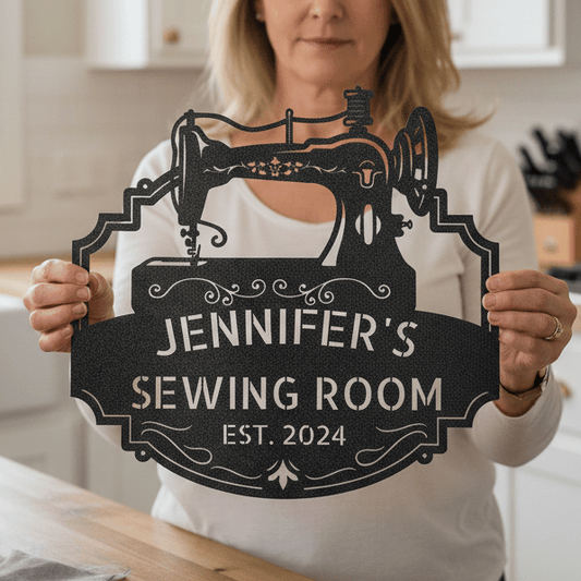 Custom Name Sewing Room Decor Personalized Metal Sign - MISSIRON