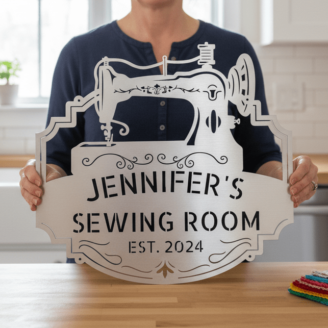 Custom Name Sewing Room Decor Personalized Metal Sign - MISSIRON
