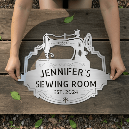 Custom Name Sewing Room Decor Personalized Metal Sign - MISSIRON