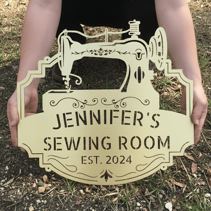 Custom Name Sewing Room Decor Personalized Metal Sign - MISSIRON