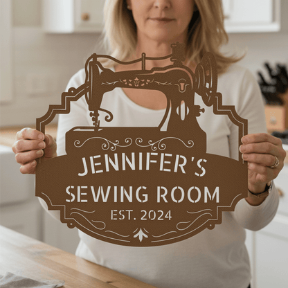 Custom Name Sewing Room Decor Personalized Metal Sign - MISSIRON