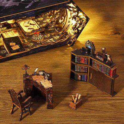 Detective Agency Wooden Puzzle Book Nook Shelf Insert Fifijoy