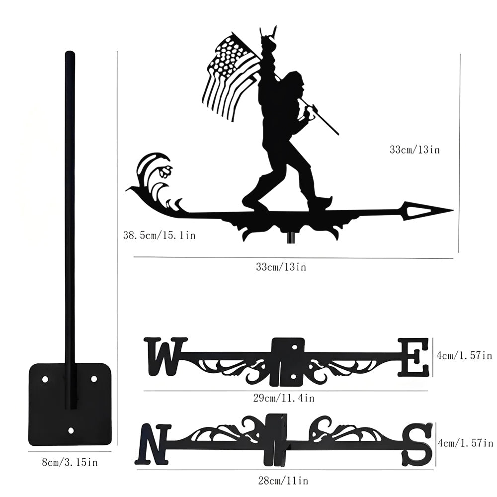 Flag Bigfoot Stainless Steel Weathervane - MISSIRON