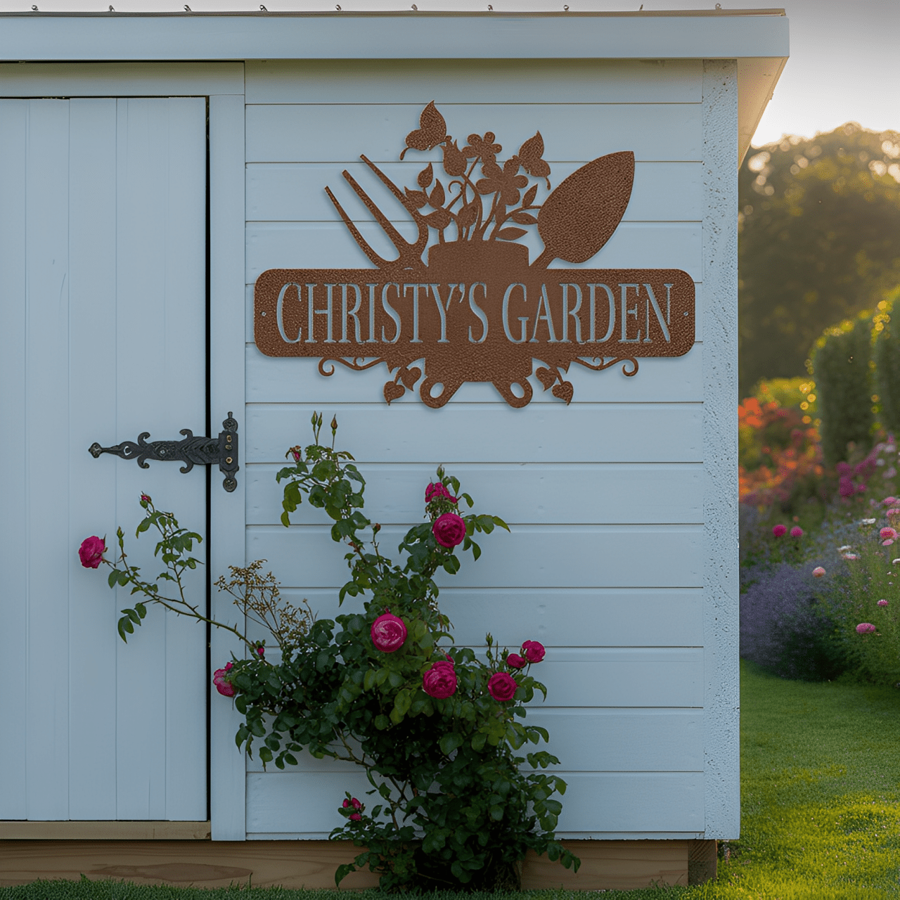 Garden Tools With Butterflies Metal Sign - MISSIRON