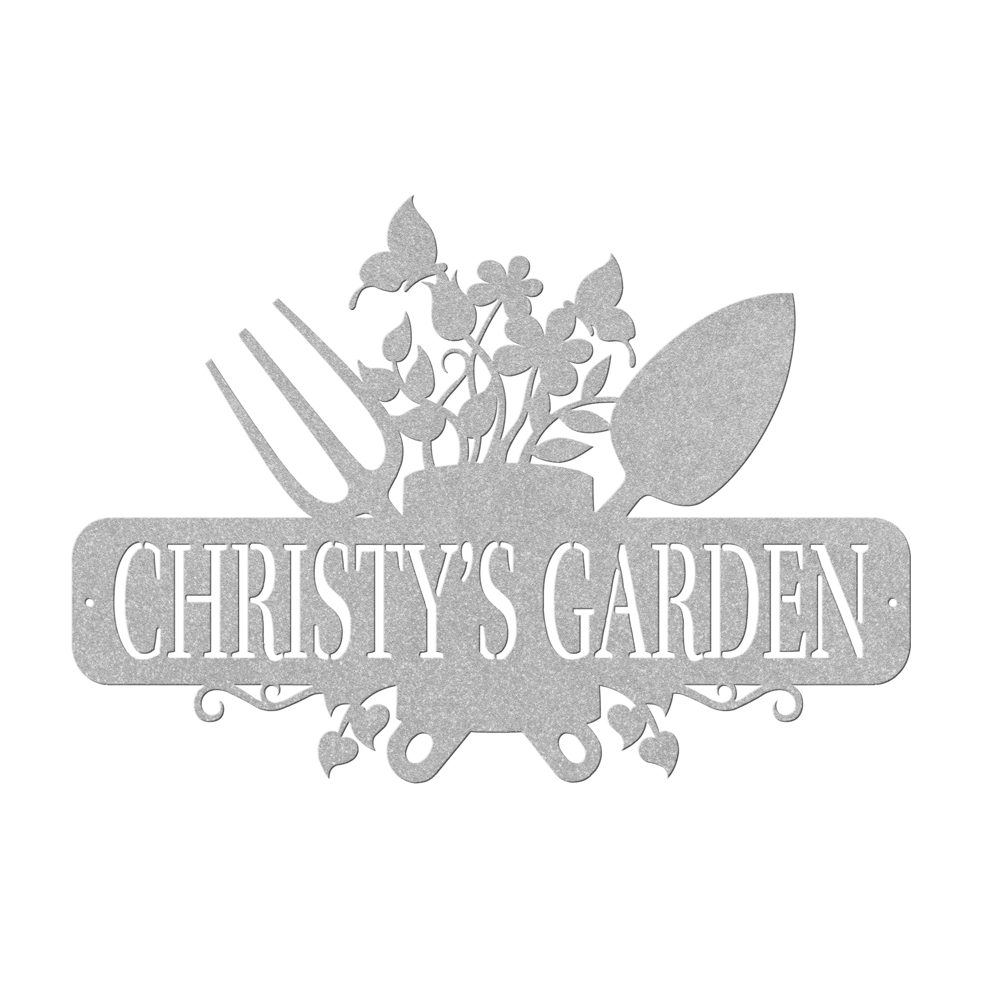 Garden Tools With Butterflies Metal Sign - MISSIRON