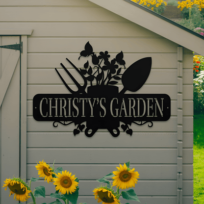 Garden Tools With Butterflies Metal Sign - MISSIRON