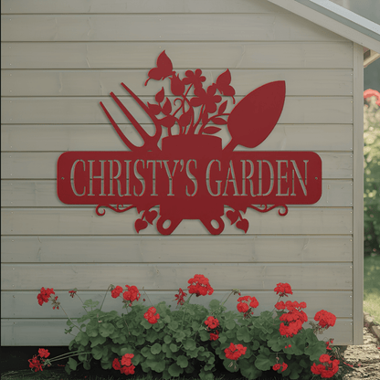 Garden Tools With Butterflies Metal Sign - MISSIRON