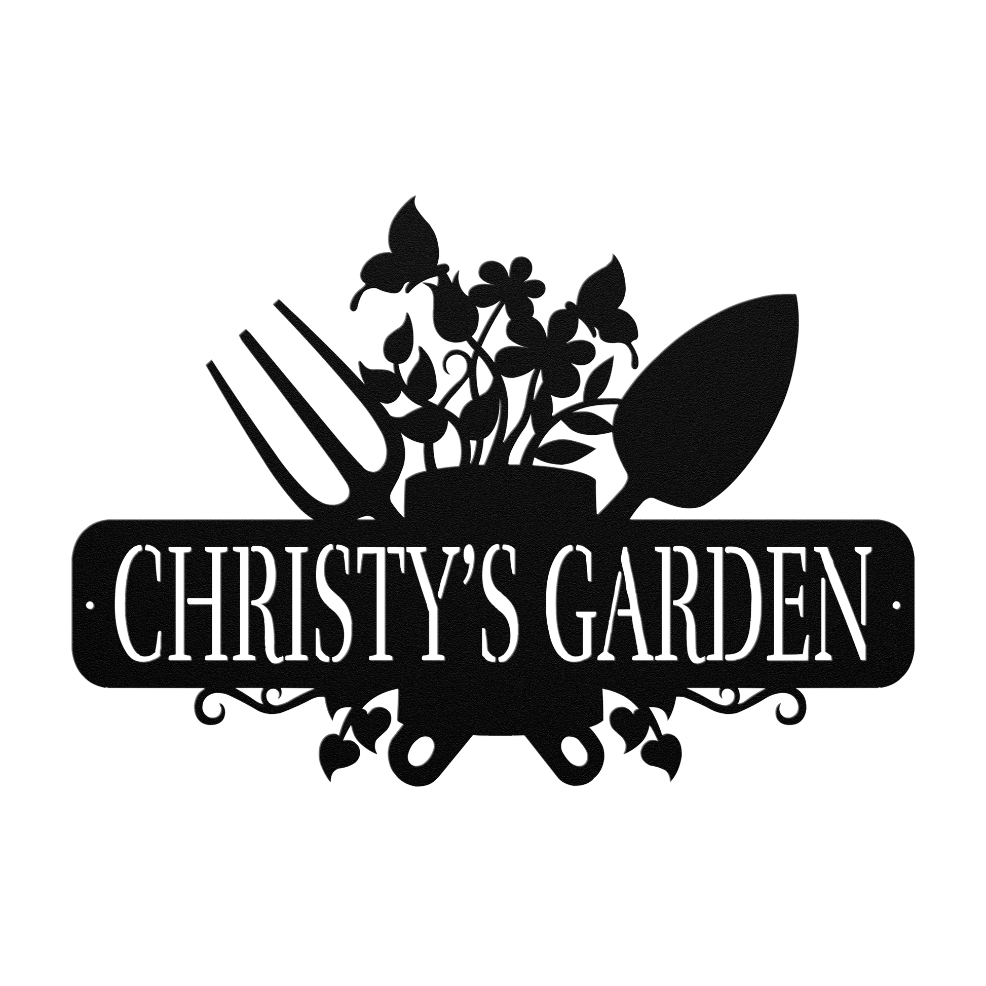 Garden Tools With Butterflies Metal Sign - MISSIRON