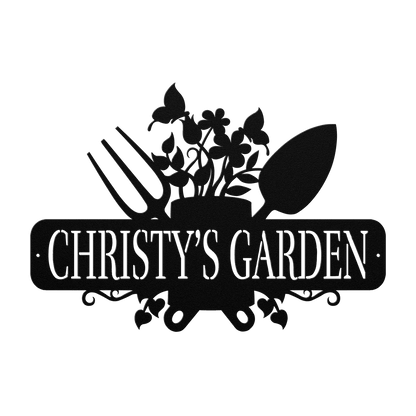 Garden Tools With Butterflies Metal Sign - MISSIRON