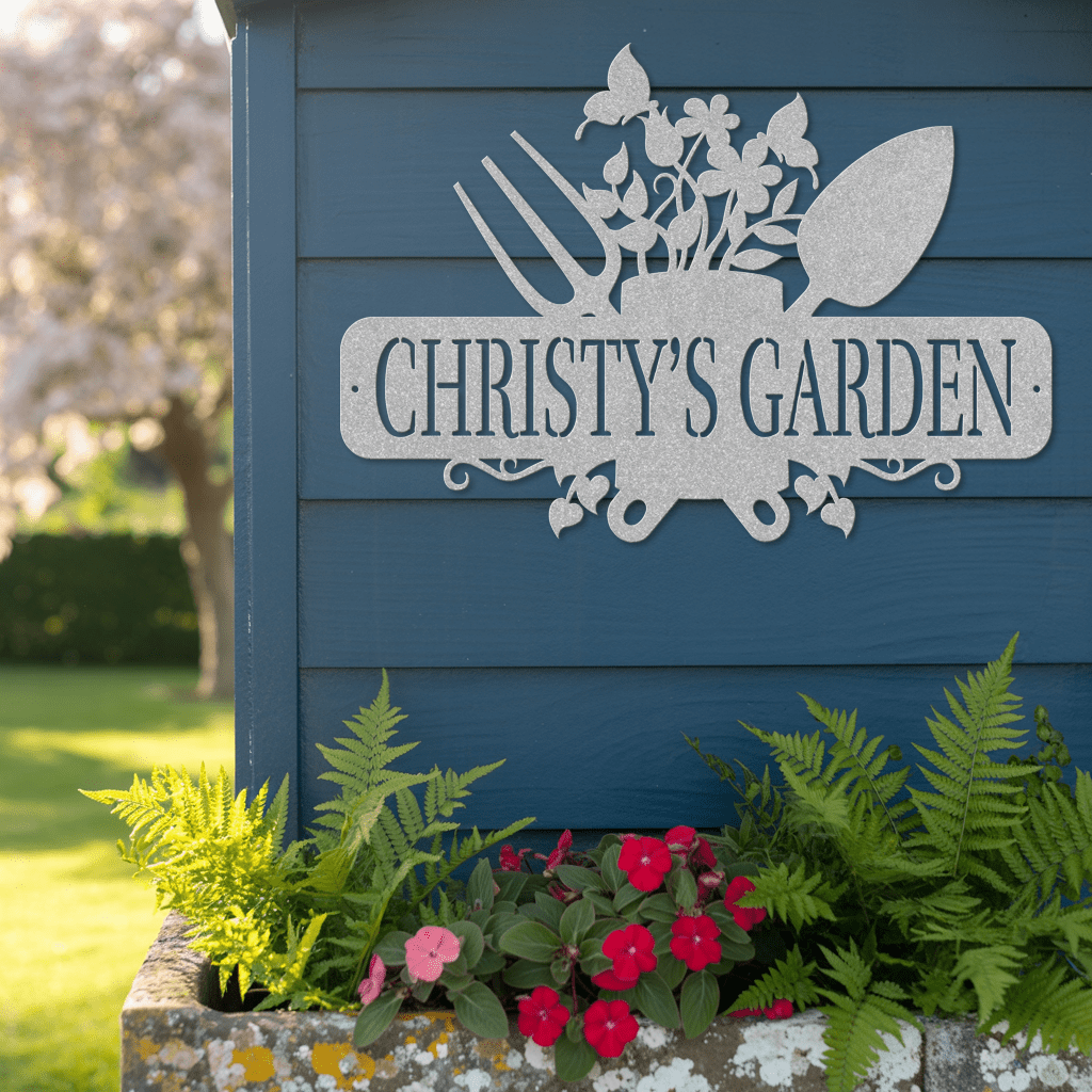 Garden Tools With Butterflies Metal Sign - MISSIRON