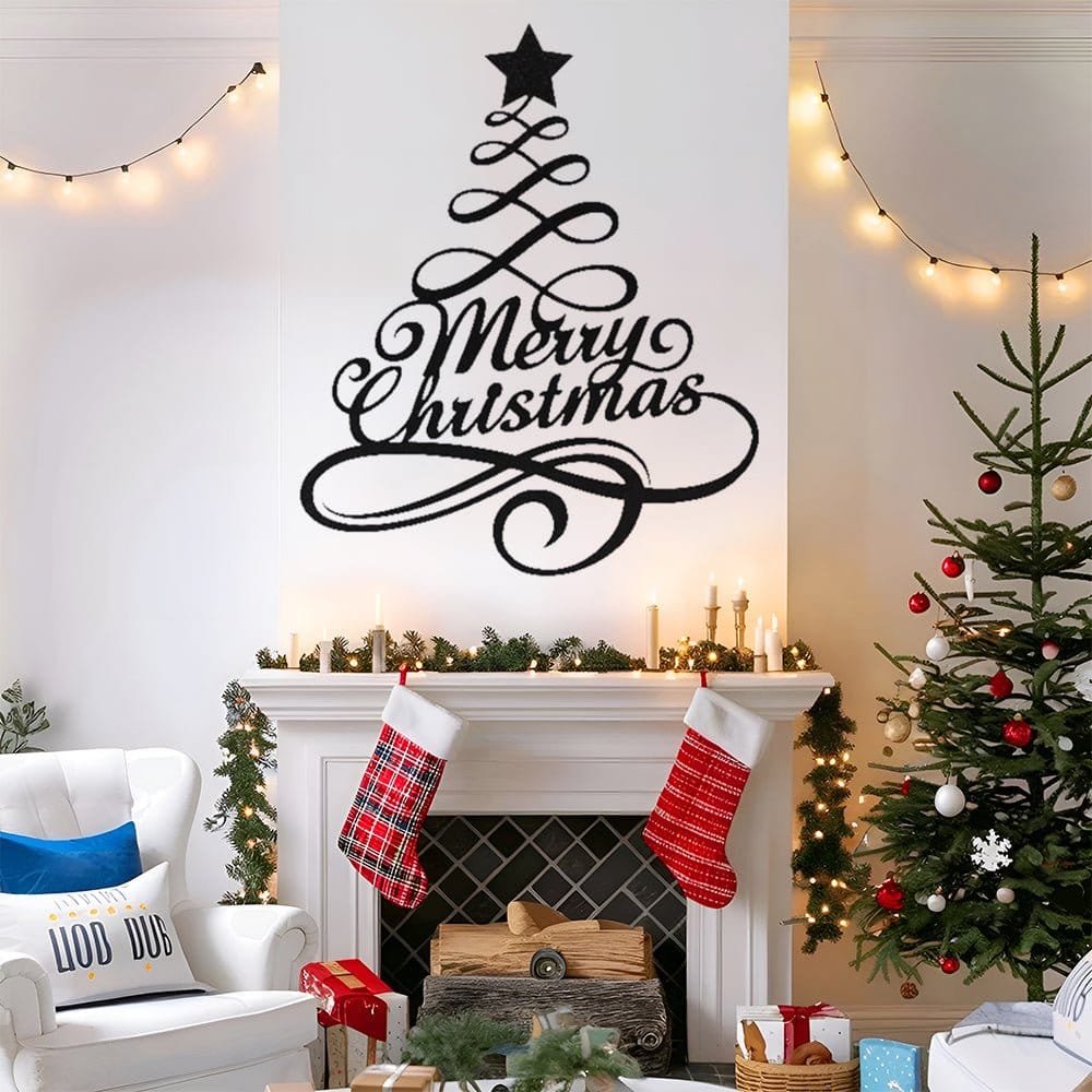 Merry Christmas Tree Metal Wall Art Decoration - MISSIRON