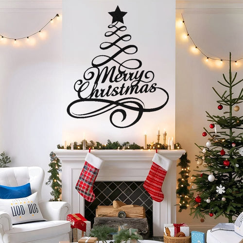 Merry Christmas Tree Metal Wall Art Decoration - MISSIRON