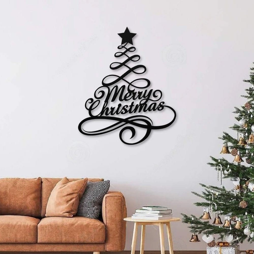 Merry Christmas Tree Metal Wall Art Decoration - MISSIRON