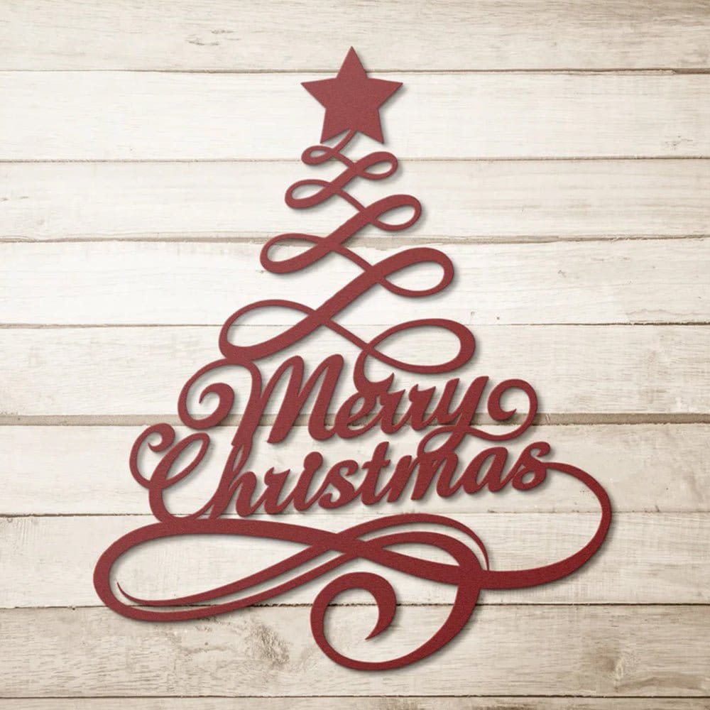 Merry Christmas Tree Metal Wall Art Decoration - MISSIRON
