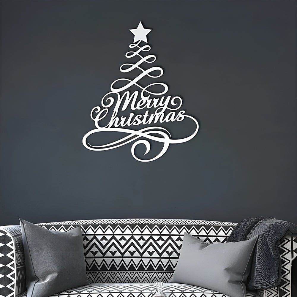 Merry Christmas Tree Metal Wall Art Decoration - MISSIRON