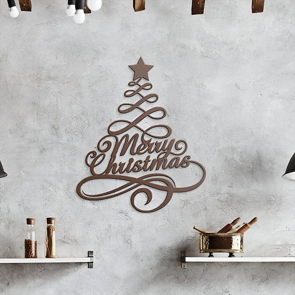 Merry Christmas Tree Metal Wall Art Decoration - MISSIRON