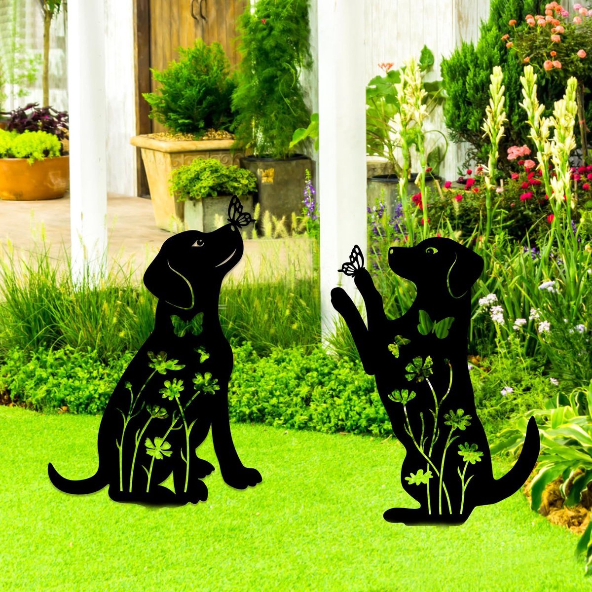Metal Dog Garden Decor Stakes - MISSIRON