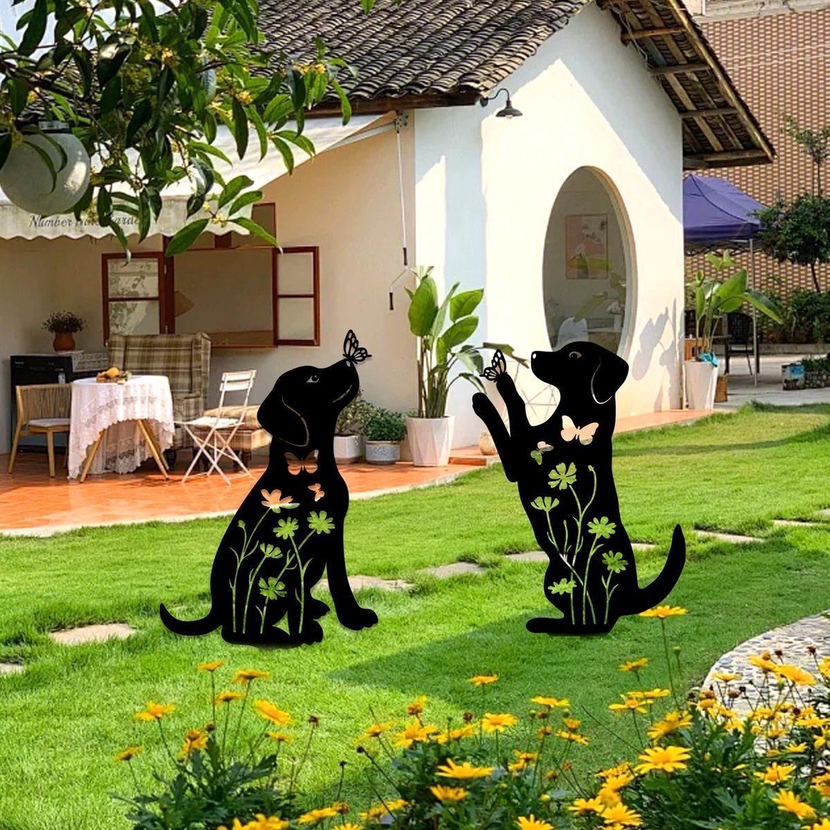 Metal Dog Garden Decor Stakes - MISSIRON