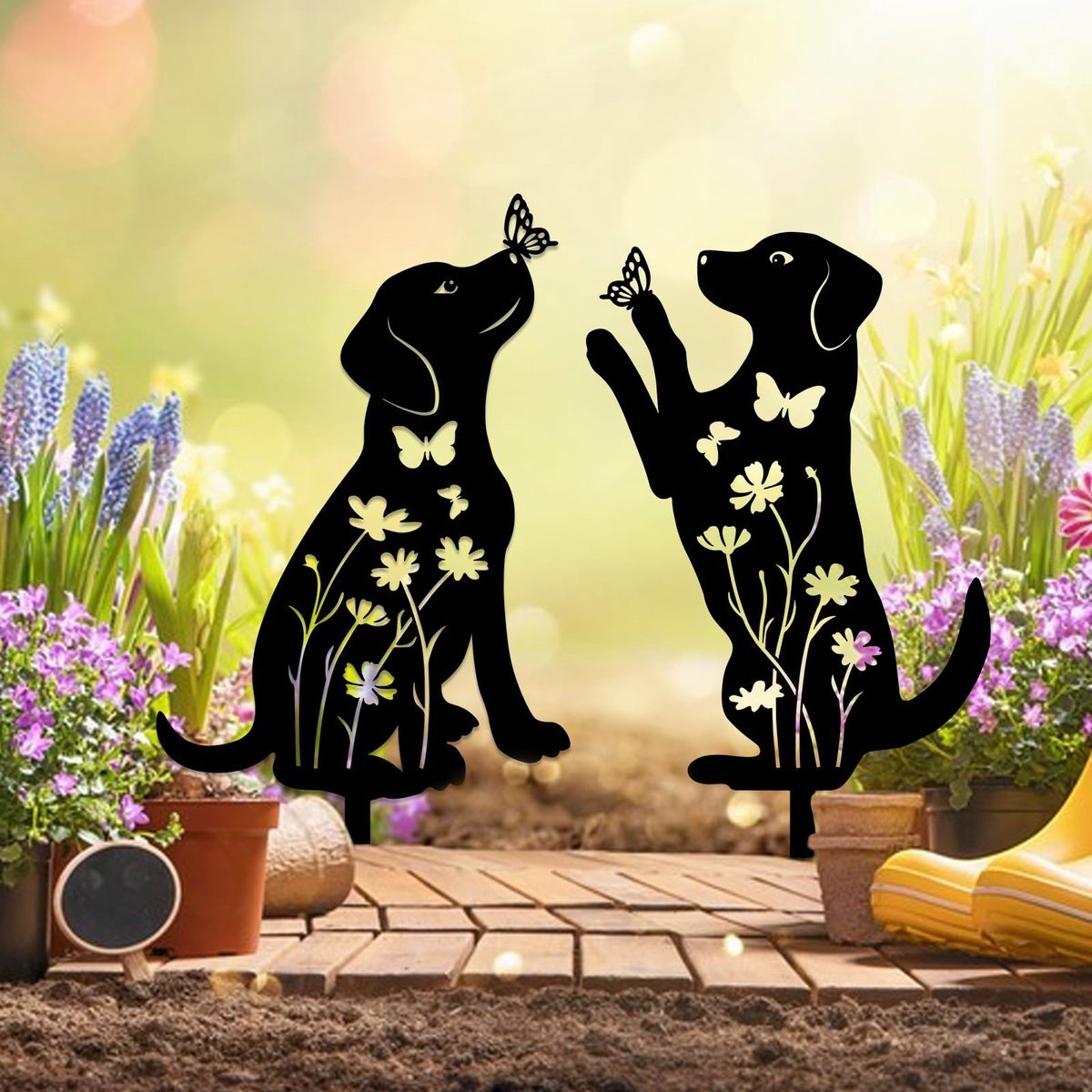 Metal Dog Garden Decor Stakes - MISSIRON