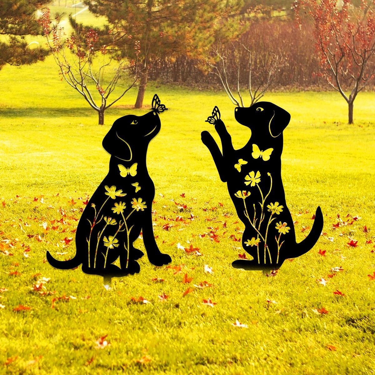 Metal Dog Garden Decor Stakes - MISSIRON
