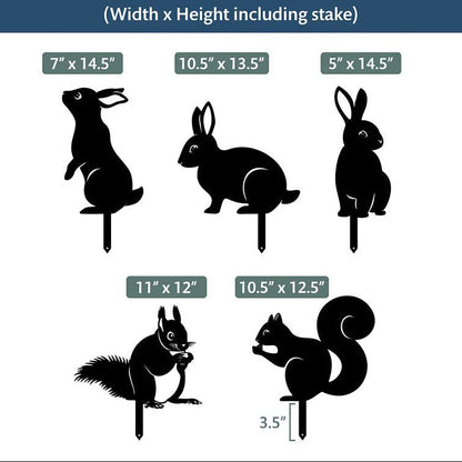 Metal Garden Art - Rabbit Squirrel 5 - Pack - MISSIRON