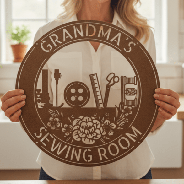 Sewing Love - Personalized Metal Sign for Sewing Room Decor - MISSIRON