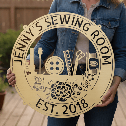Sewing Love - Personalized Metal Sign for Sewing Room Decor - MISSIRON