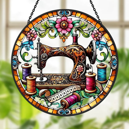 Sewing Machine Sun Catcher Decoration Stained Glass Window Hanging - MISSIRON