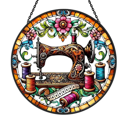 Sewing Machine Sun Catcher Decoration Stained Glass Window Hanging - MISSIRON
