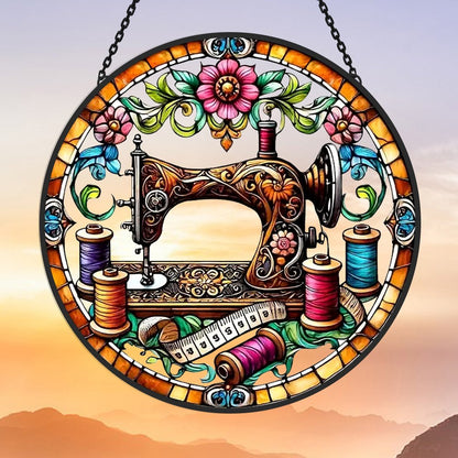Sewing Machine Sun Catcher Decoration Stained Glass Window Hanging - MISSIRON