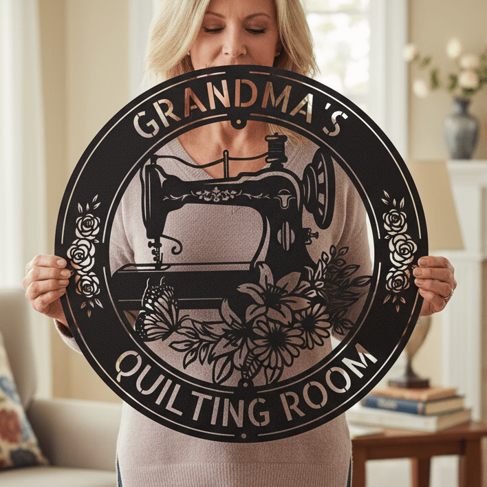 Sewing Sign - Personalized Metal Sign for Quilting Room Decor - MISSIRON