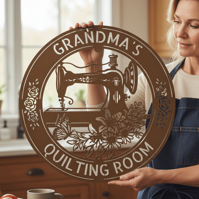 Sewing Sign - Personalized Metal Sign for Quilting Room Decor - MISSIRON
