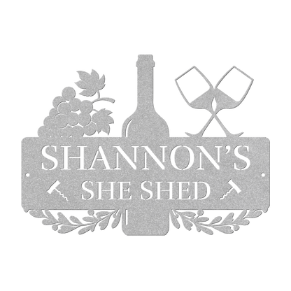 She Shed Wine Metal Sign - MISSIRON