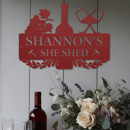 She Shed Wine Metal Sign - MISSIRON