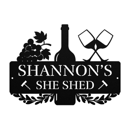 She Shed Wine Metal Sign - MISSIRON