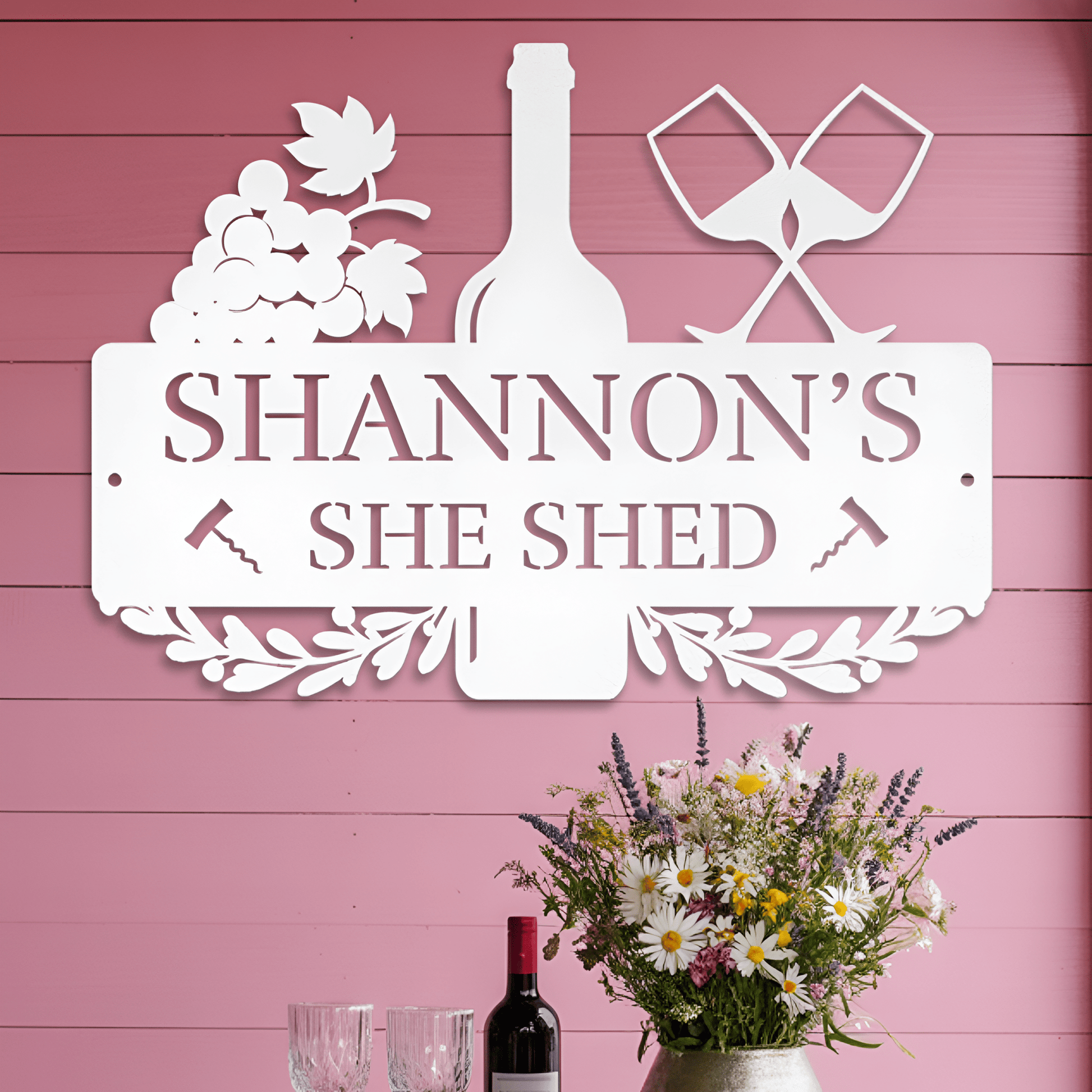 She Shed Wine Metal Sign - MISSIRON