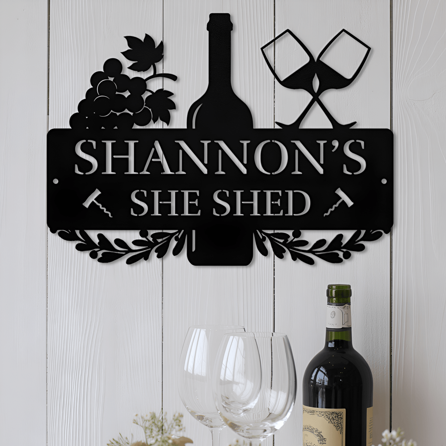 She Shed Wine Metal Sign - MISSIRON