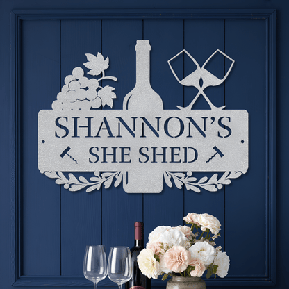 She Shed Wine Metal Sign - MISSIRON