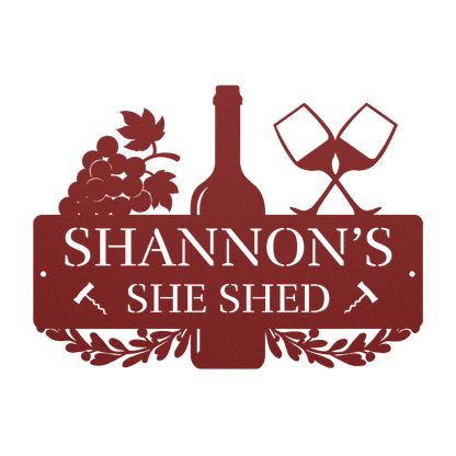 She Shed Wine Metal Sign - MISSIRON