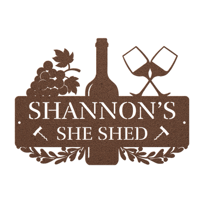 She Shed Wine Metal Sign - MISSIRON