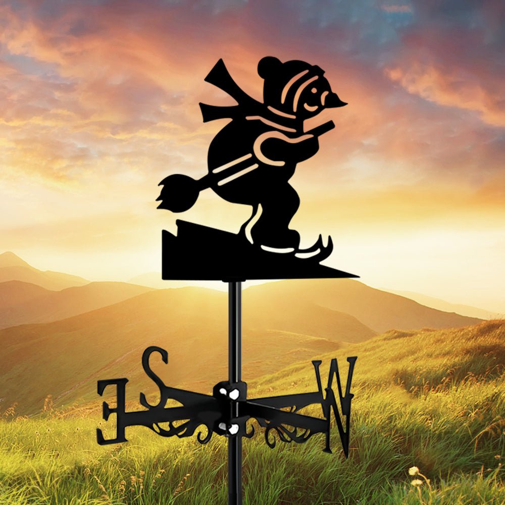 Skiing Christmas Snowman Stainless Steel Weathervane - MISSIRON