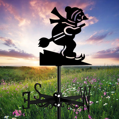 Skiing Christmas Snowman Stainless Steel Weathervane - MISSIRON