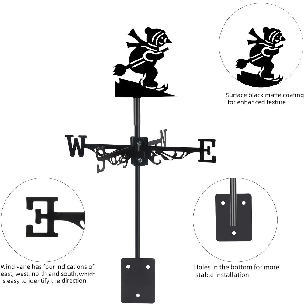 Skiing Christmas Snowman Stainless Steel Weathervane - MISSIRON