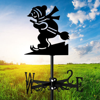 Skiing Christmas Snowman Stainless Steel Weathervane - MISSIRON