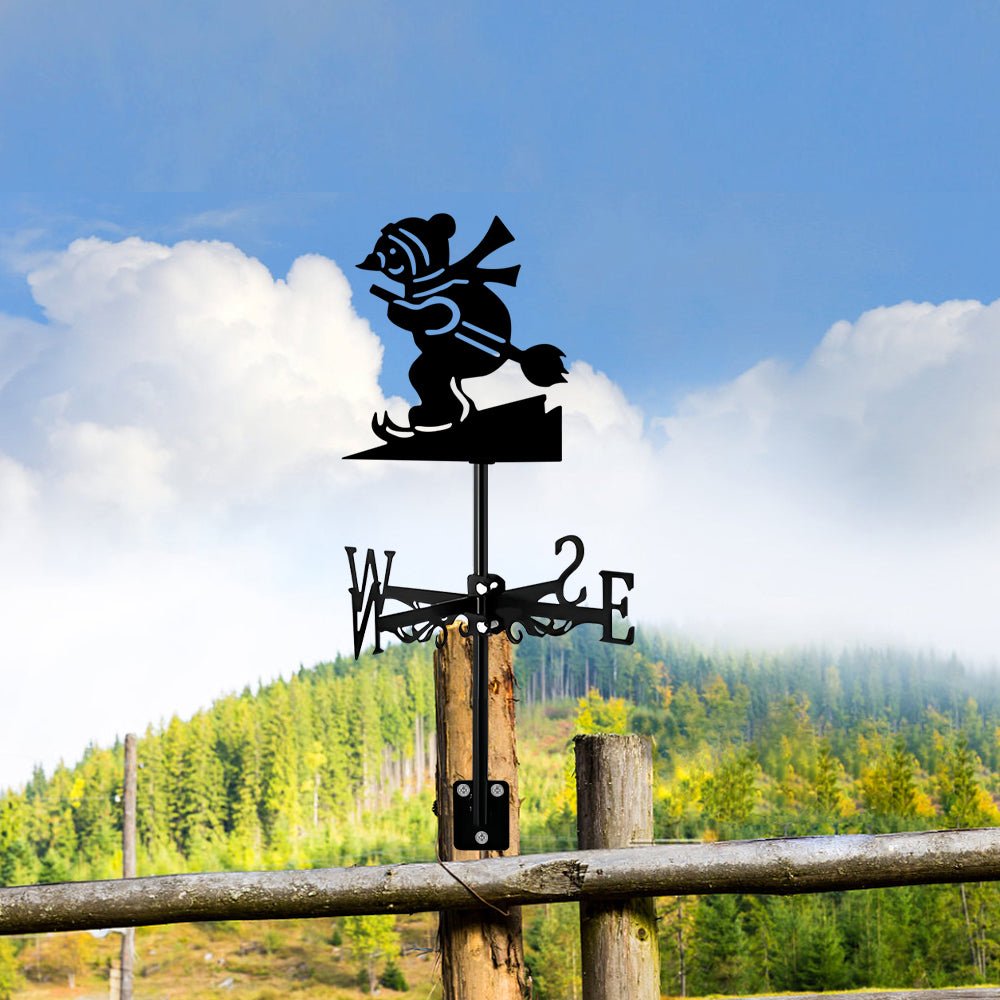 Skiing Christmas Snowman Stainless Steel Weathervane - MISSIRON